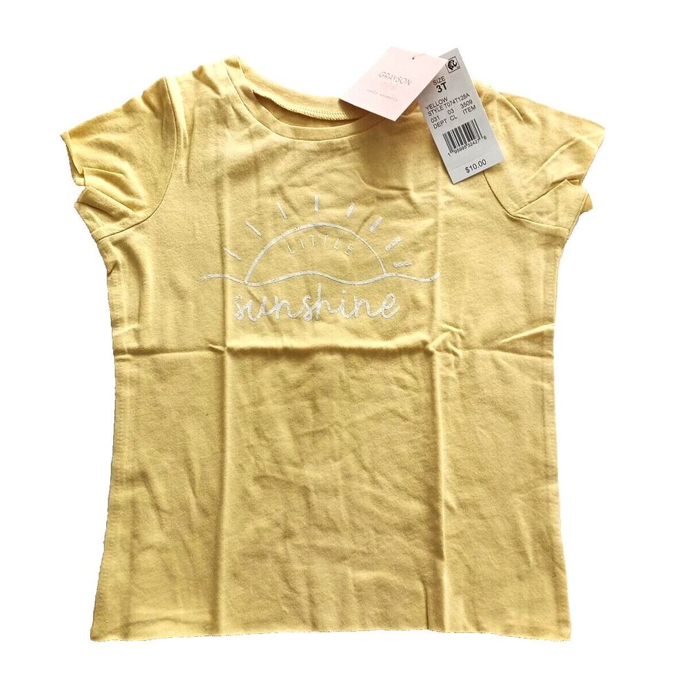 NWT GRAYSON MINI Toddler T-shirt "Little Sunshine" Yellow 100% cotton